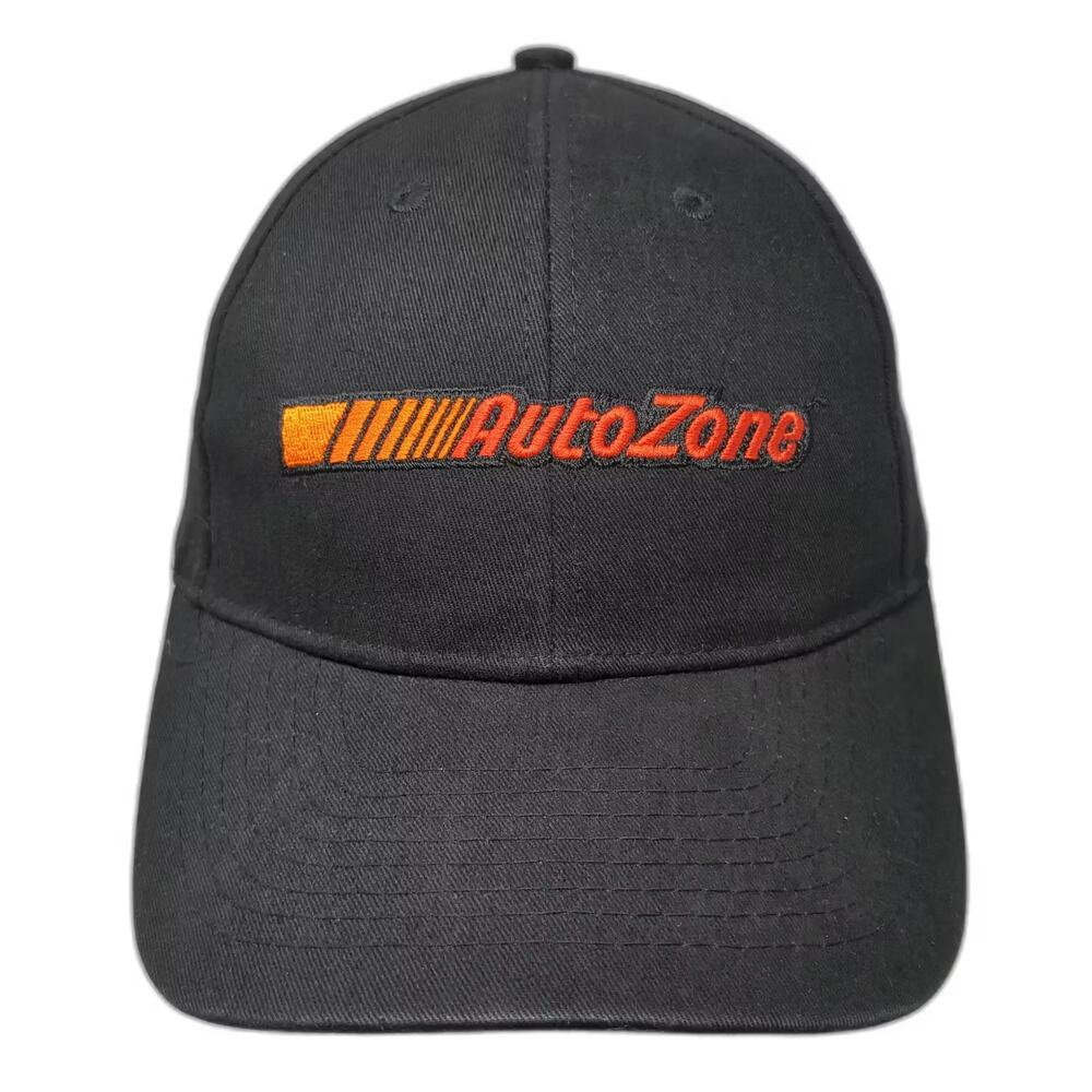 AutoZone Baseball Cap Black Orange Embroidered Logo Adjustable One Size Hat